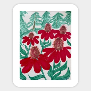 Red Spikey Flowers Sticker